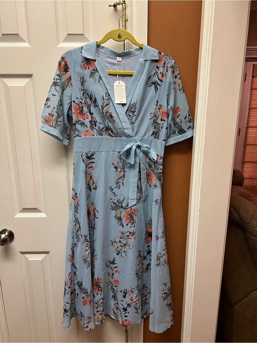 Light Blue Floral Midi Dress